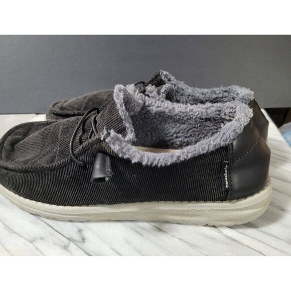 HEY DUDE Wendy Corduroy Women's Sz 8 Black Fabric Casual Shoes Slip-On - Picture 2 of 8